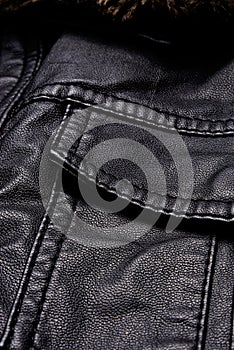 Black leather jacket details