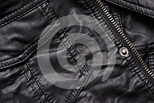 Black leather jacket details