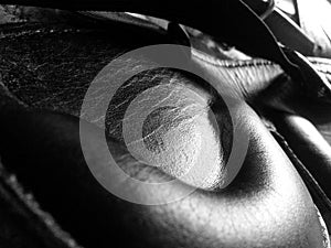 Black Leather Mask Close-up Abstract