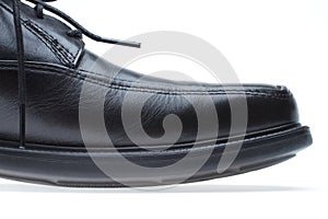 Black leather men's dress shoe (toe)