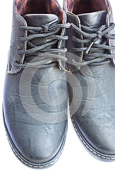 Black leather men's shoes, Mens Fashion Shoes on white background