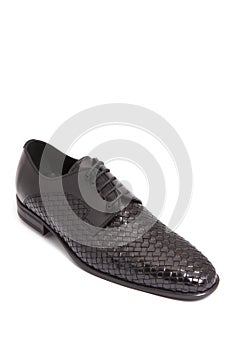Black leather men shoe