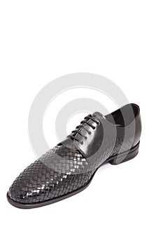 Black leather men shoe