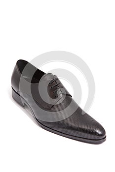 Black leather men shoe