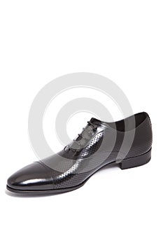 Black leather men shoe