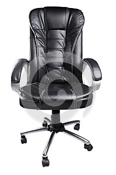 Black Leather Office Chair isolated on white