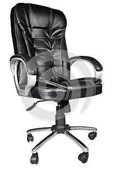 Black Leather Office Chair isolated on white