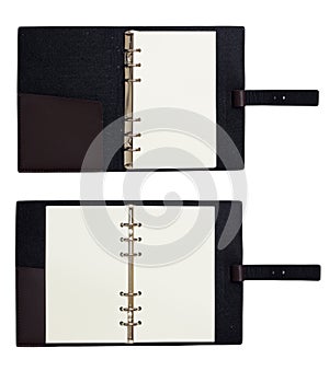 Black leather organizer notepad copybook scheduler