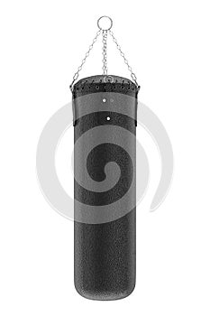 Black Leather Punching Bag for Boxing Training. 3d Rendering