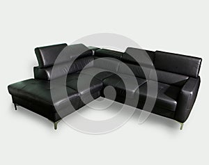 Black leather sofa