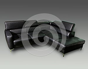 Black leather sofa for office