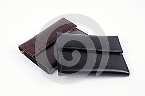 Black leather wallet isolated