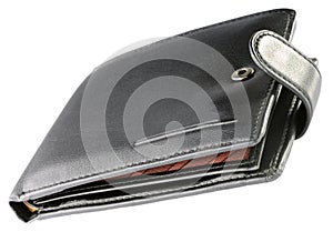 Black leather wallet isolated