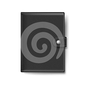 Black Leather Wallet Isolated on White Background