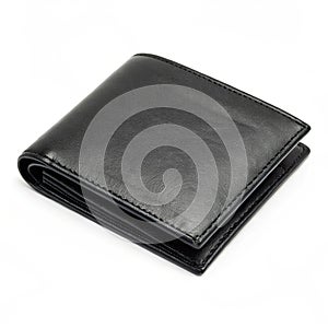 Black leather wallet isolated on white