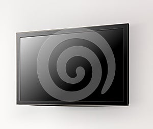 Black LED tv television screen on the wall background