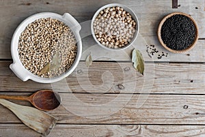 Black lentils , chick peas , beans