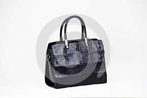 Black lether fashionable women bag