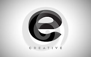 Black Letter E Logo Design with Minimalist Creative Look and soft Shaddow on Black background Vector