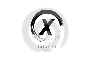 Black letter grunge circle X alphabet letter logo icon design template for company business