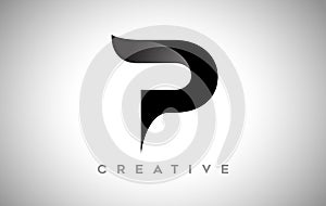 Black Letter P Logo Design with Minimalist Creative Look and soft Shaddow on Black background Vector