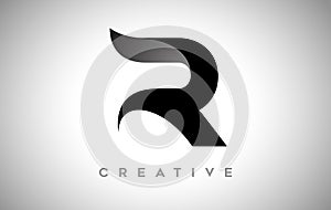 Black Letter R Logo Design with Minimalist Creative Look and soft Shaddow on Black background Vector