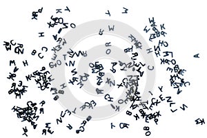 Black letters of the alphabet on the white surface