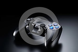 Black levitated wireless gamepad dark background