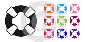 Black Lifebuoy icon isolated on white background. Lifebelt symbol. Set icons colorful. Vector
