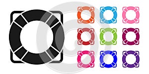 Black Lifebuoy icon isolated on white background. Lifebelt symbol. Set icons colorful. Vector Illustration