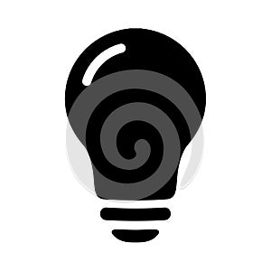 Black light bulb icon in flat style. Lighting lamp