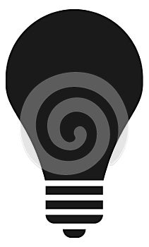 Black lightbulb silhouette. Lamp icon. Idea symbol
