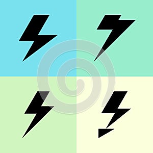 Black lightning silhouette set on a color background