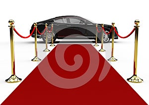 Black limo and red carpet