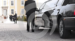 Black limo at wedding