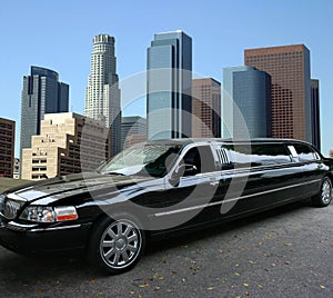 Black limousine in Los Angeles