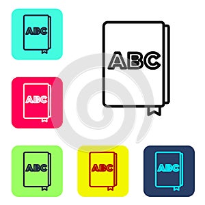 Black line ABC book icon isolated on white background. Dictionary book sign. Alphabet book icon. Set icons in color