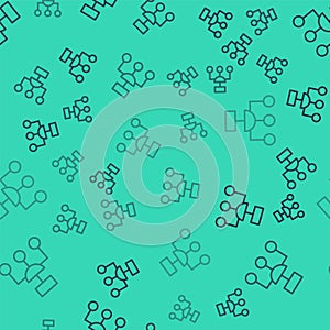 Black line Algorithm icon isolated seamless pattern on green background. Algorithm symbol design from Artificial