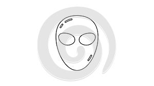 Black line Alien icon isolated on white background. Extraterrestrial alien face or head symbol. 4K Video motion graphic