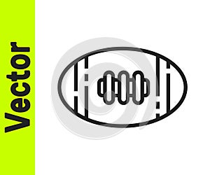 Black line American Football ball icon isolated on white background. Rugby ball icon. Team sport game symbol. Vector