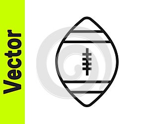 Black line American Football ball icon isolated on white background. Rugby ball icon. Team sport game symbol. Vector Illustration