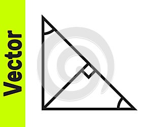 Black line Angle bisector of a triangle icon isolated on white background. Vector