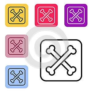 Black line Archeology icon isolated on white background. Set icons in color square buttons. Vector