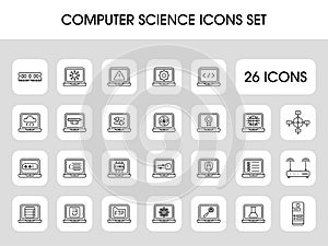 Black Line Art Computer Science Square Icons