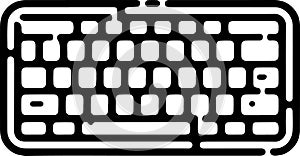 Black Line Art Keyboard Electronic Device Art Hand Drawn Illustration