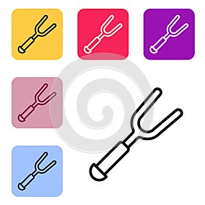 Black line Barbecue fork icon isolated on white background. BBQ fork sign. Barbecue and grill tool. Set icons in color