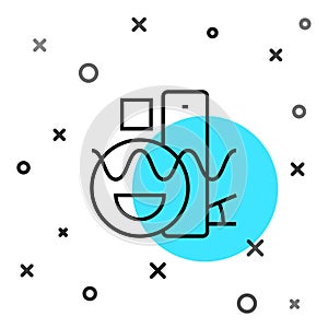 Black line Basic geometric shapes icon isolated on white background. Random dynamic shapes. Vector