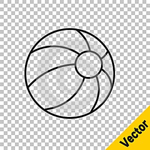 Black line Beach ball icon isolated on transparent background. Children toy. Vector