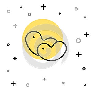 Black line Beans icon isolated on white background. Random dynamic shapes. Vector