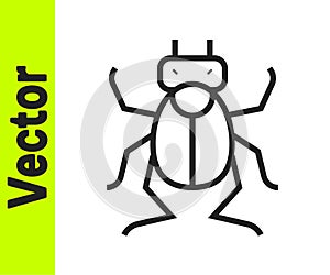 Black line Beetle bug icon isolated on white background. Vector